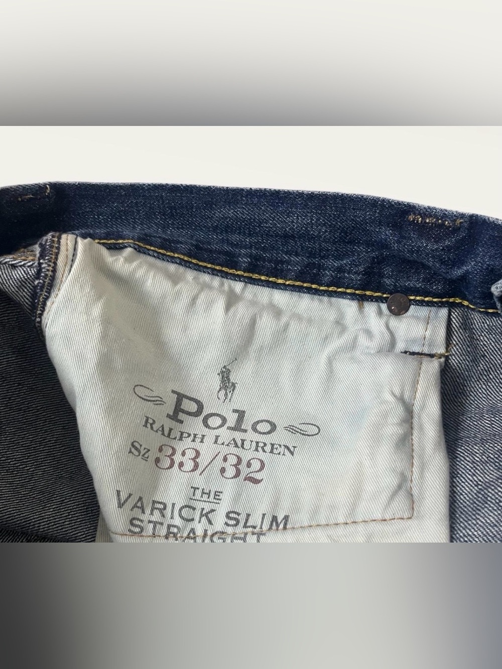 Polo Ralph Lauren Men’s 33x32 Varick Slim Straight Distressed Patchwork Jeans - Picture 5 of 5